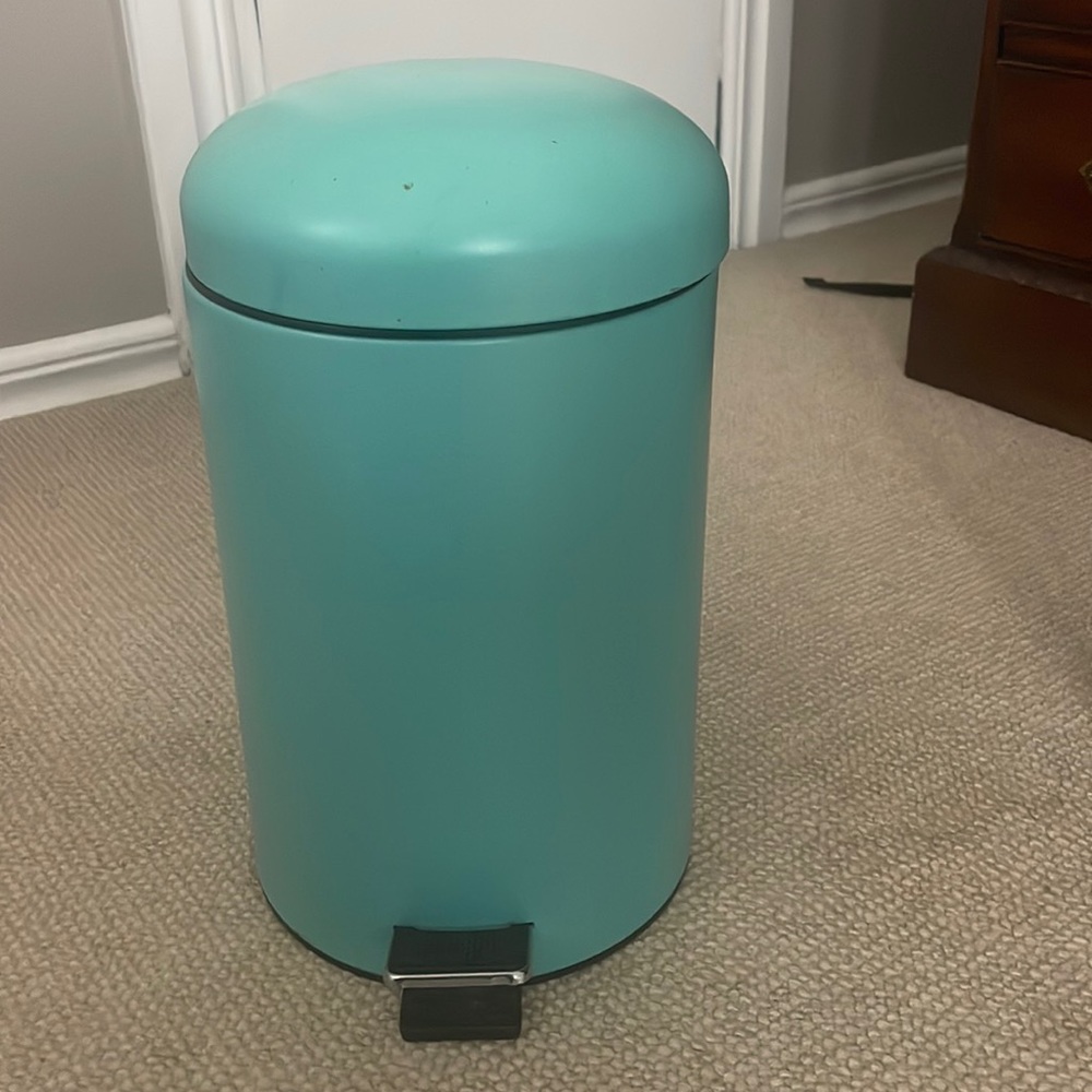 Blue trash can